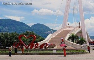 The Lovers Bridge at Danshui Fishermans Wharf in Taiwan