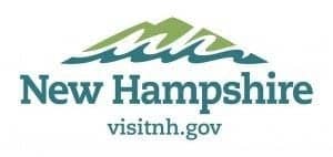 New Hampshire logo featuring stylized mountains and waves, representing travel and tourism information from visitnh.gov.