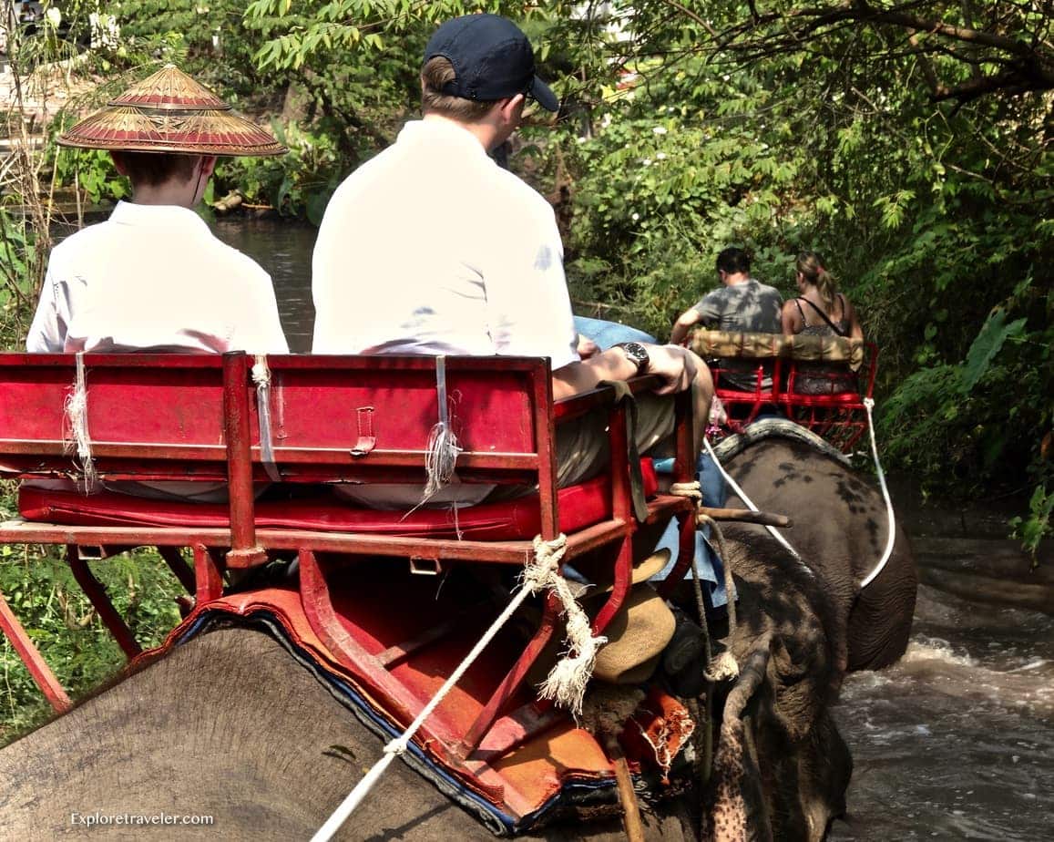 Reiten auf Elefanten und Unterstützung des Elefantenreservats