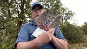 setup of mini stove for cooking camping food