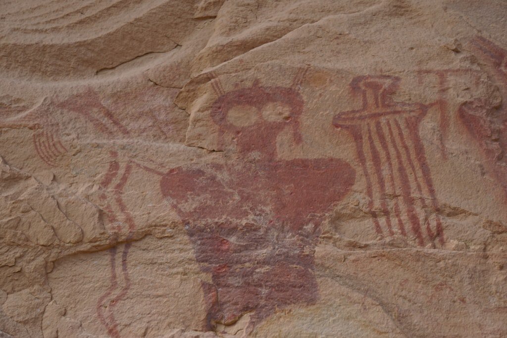 Petroglif gaya Barrier Canyon dari Utah Sego Canyon