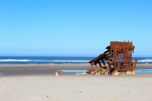 Ft. Steven State Park Ship wreak on beach