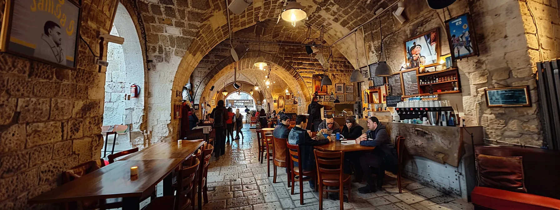 a bustling and vibrant hostel in jerusalem's old city.