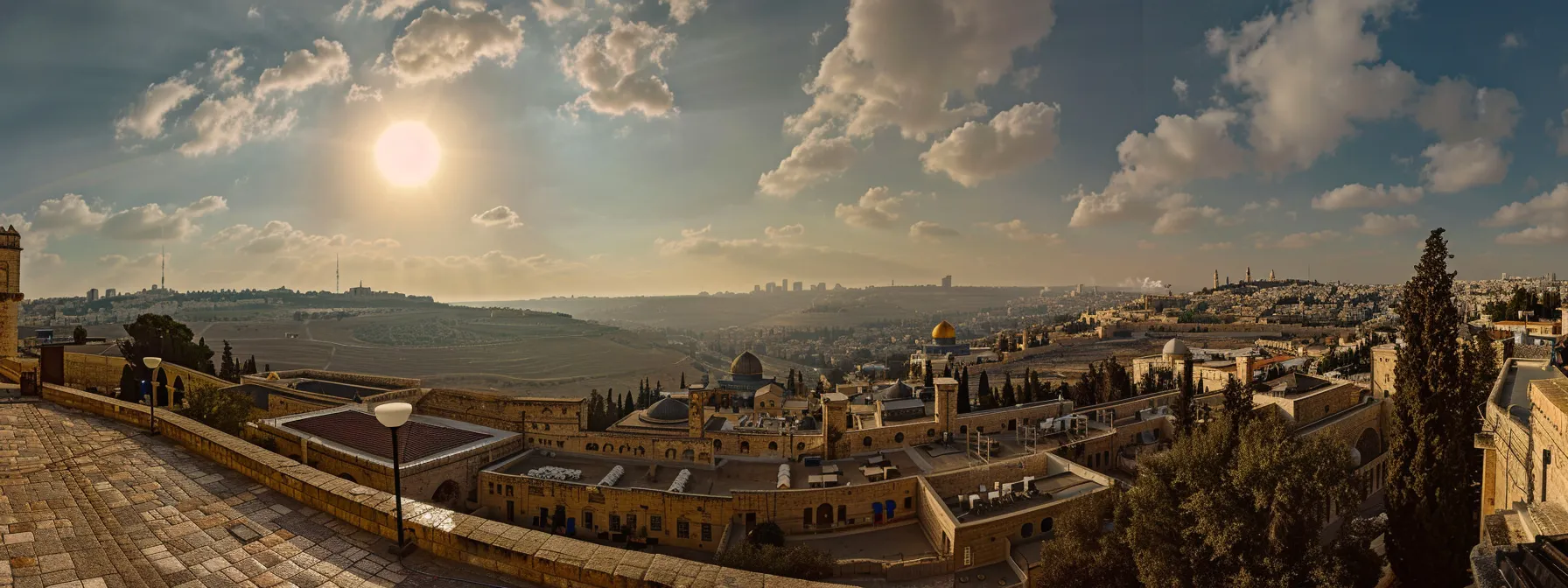 a view from the gloria hotel jerusalem, overlooking the ancient landscapes and nearby historical sites.