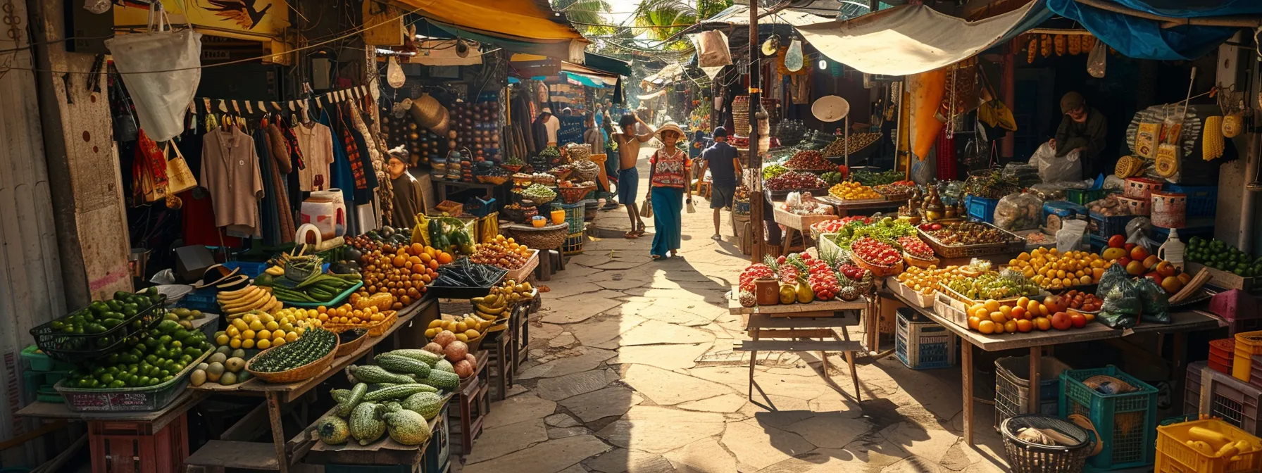 a vibrant marketplace filled with colorful stalls and exotic goods, bustling with activity and energy.