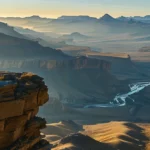 Exploring the Positive Impact of Nomadism on Mental Well-Being 3 standing on a serene mountaintop, a lone nomad gazes out at the vast, awe-inspiring landscape, feeling a sense of peace and freedom wash over them.