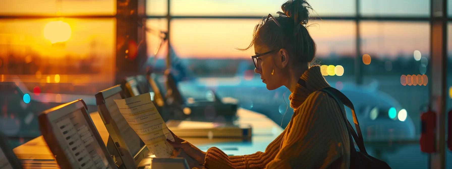 a traveler diligently checking expiration dates of loyalty points on a neatly organized spreadsheet.