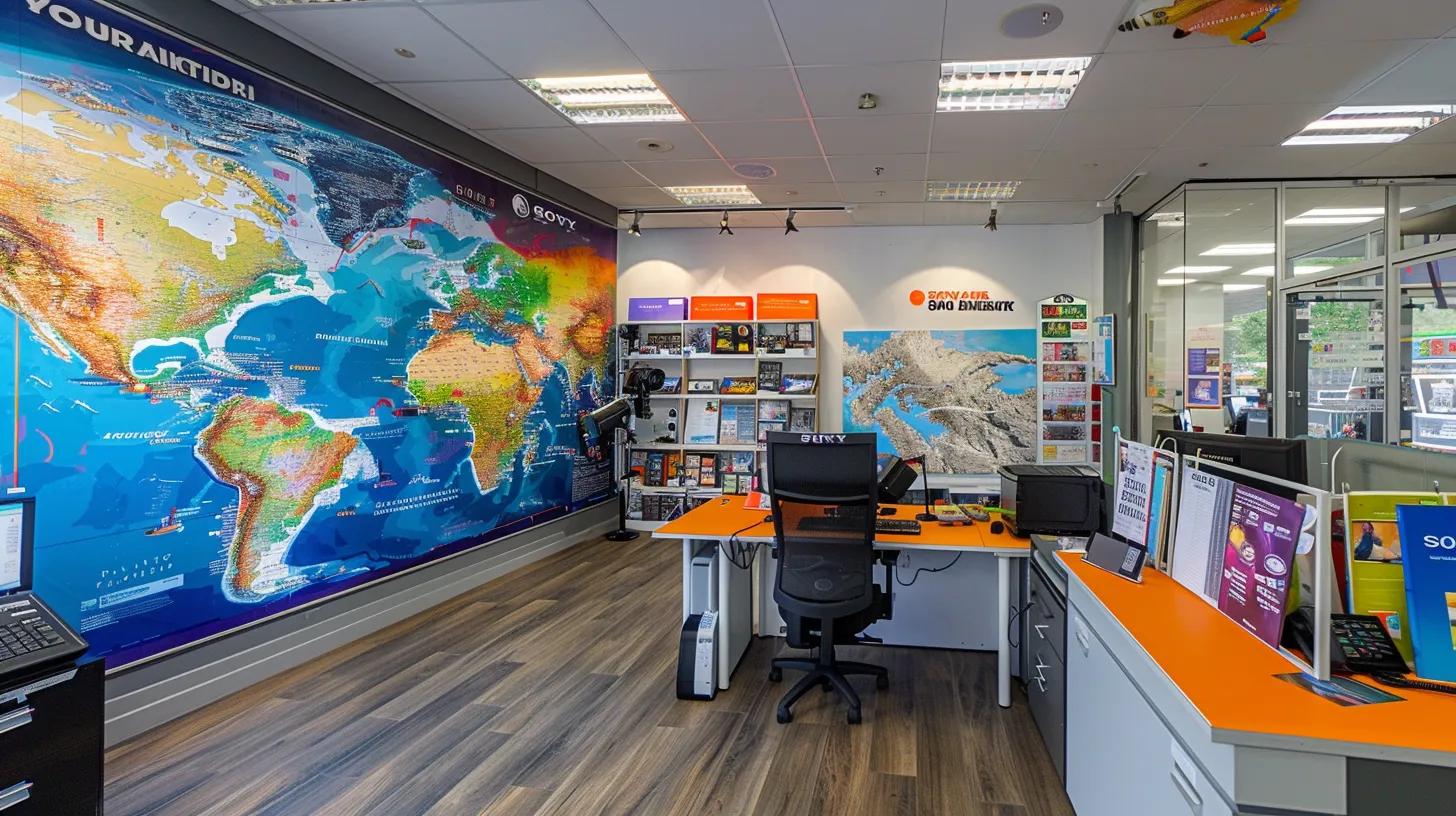 Must-Visit Diving Destinations in South West Asia 8 a vibrant, bustling travel agency office displays a large map of south west asia with brochures for diving trips and a computer showing flight options, conveying the excitement and meticulous planning required for a successful diving adventure.