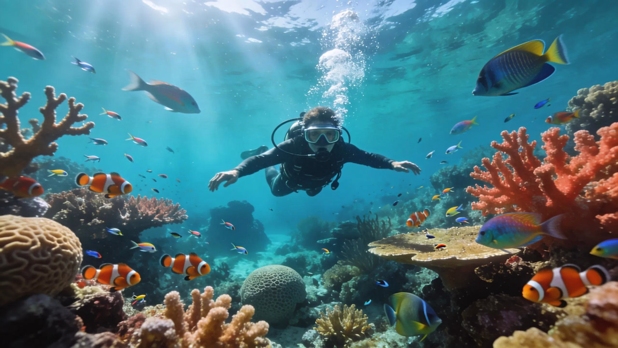ExploreTraveler Review July 2026: The Ultimate Hub for Digital Nomads, Scuba Divers, and Historical Explorers 2 Colorful coral reef with marine life and a diver exploring underwater