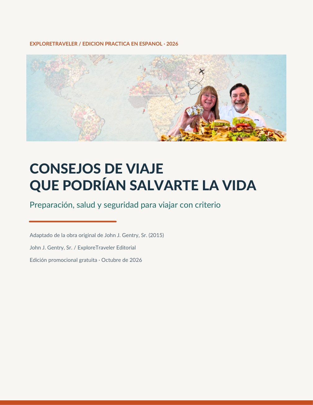 Consejos de viaje que podrían salvarte la vida — 2026 ebook cover featuring John and Karen Gentry