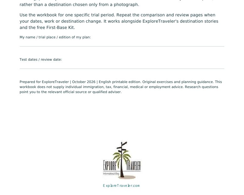 ExploreTraveler Digital Nomad First-Base Workbook cover