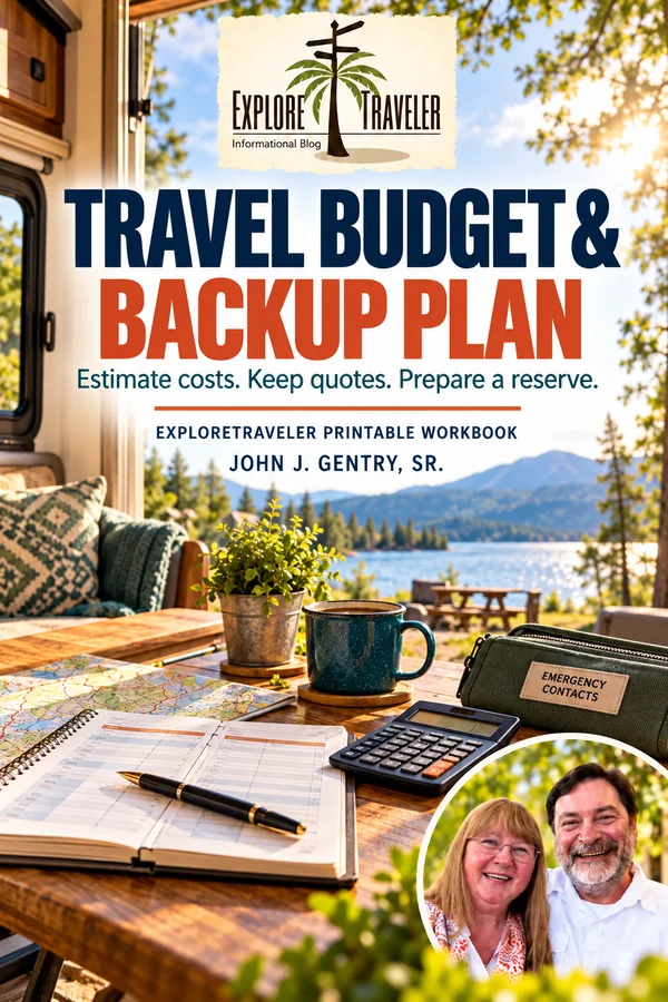ExploreTraveler Travel Budget and Backup Plan workbook cover